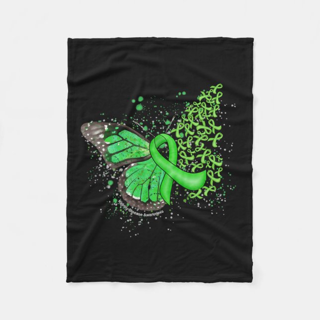 Cobertor De Velo Derrame de Butterfly Verde Doença Renal Awa (Frente)