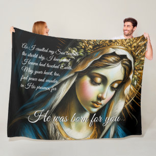 Cobertor De Velo Desenho a Pastel Virgem Mãe Bendita Mensagem
