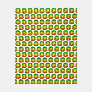 Cobertor De Velo Desenho da cabeça de leão Rasta vermelho amarelo v