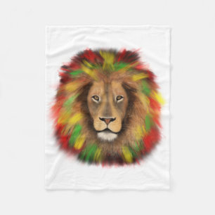 Cobertor De Velo Desenho da cabeça de leão Rasta vermelho amarelo v