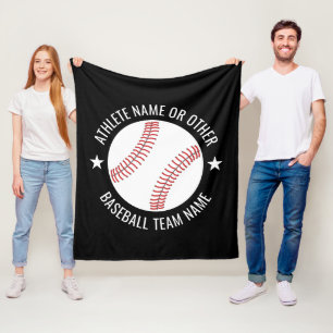 Cobertor De Velo Desenho de Baseball com Equipe e Nome de Atleta mo