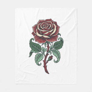 Cobertor De Velo Desenho de Camisa Floral de Rosa Gravada Vintage_1