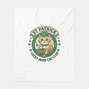 Cobertor De Velo Desenho de camiseta de gato fofo irlandês sortudo