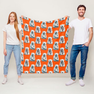Cobertor De Velo Desenho de padrão de urso polar em laranja