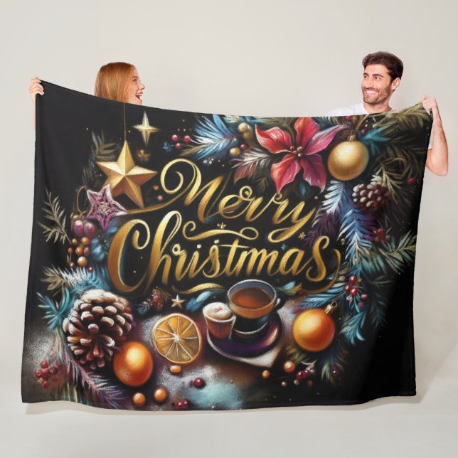 Cobertor De Velo Desenho de Pastel de um Whimsical de Natal (In Situ)