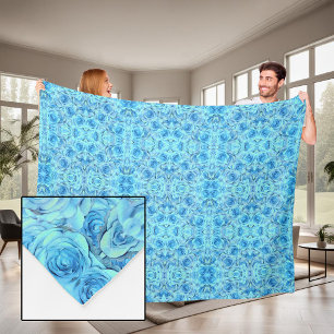 Cobertor De Velo Desenho de rosa opulenta em turquesa