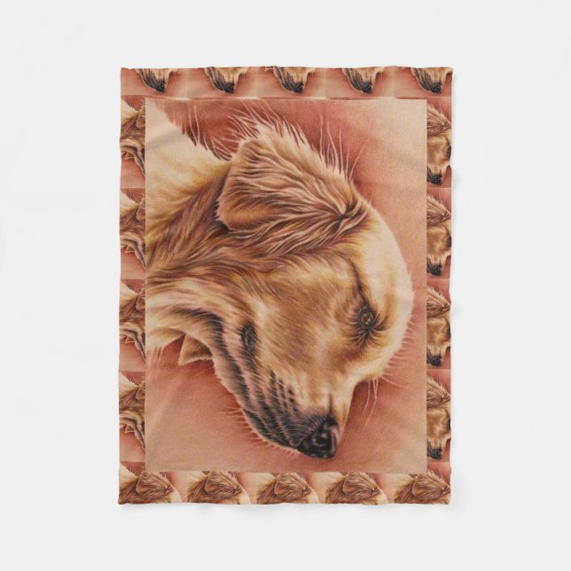 Cobertor De Velo Desenho do golden retriever na cobertura (Frente)
