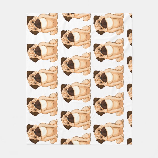 Cobertor De Velo Desenho do Pug Mal-humorado (Frente)