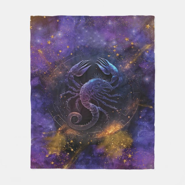 Cobertor De Velo Desenho em Aquarela do Signo de Escorpião (Frente)