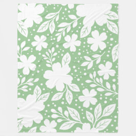 Cobertor De Velo Desenho Floral Branco em um Fundo Verde Suave