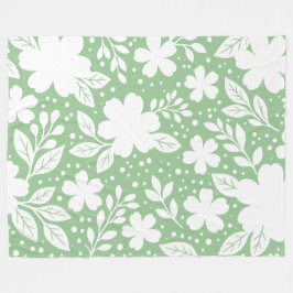Cobertor De Velo Desenho Floral Branco em um Fundo Verde Suave