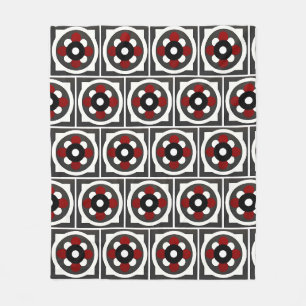 Cobertor De Velo Desenho Geométrico Abstrato com Vermelho, Preto e 
