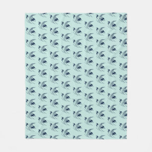Cobertor De Velo Desenho japonês de uma grua, borla azul