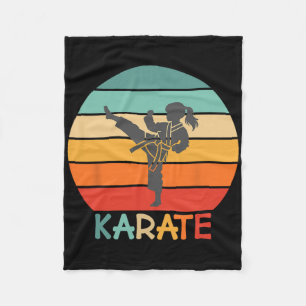 Cobertor De Velo Desenho Retro do Pôr do Sol da Garota de Karatê co