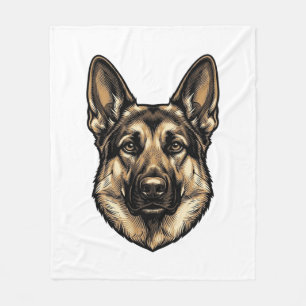 Cobertor De Velo Desenho Vetorial de Cão Pastor com Gravura Antiga_