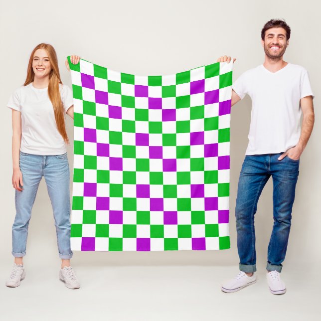 Cobertor De Velo Desenho Xadrez Roxo Branco Verde  (In Situ)