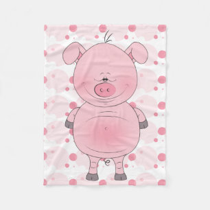 Cobertor De Velo Desenhos animados cor-de-rosa alegres do porco
