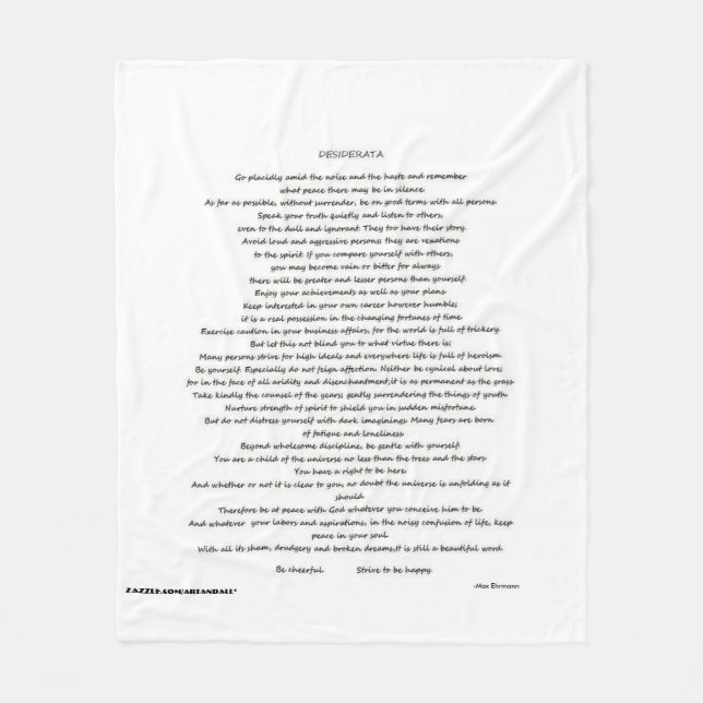 COBERTOR DE VELO DESIDERATA THROW BLANKEET (Frente)