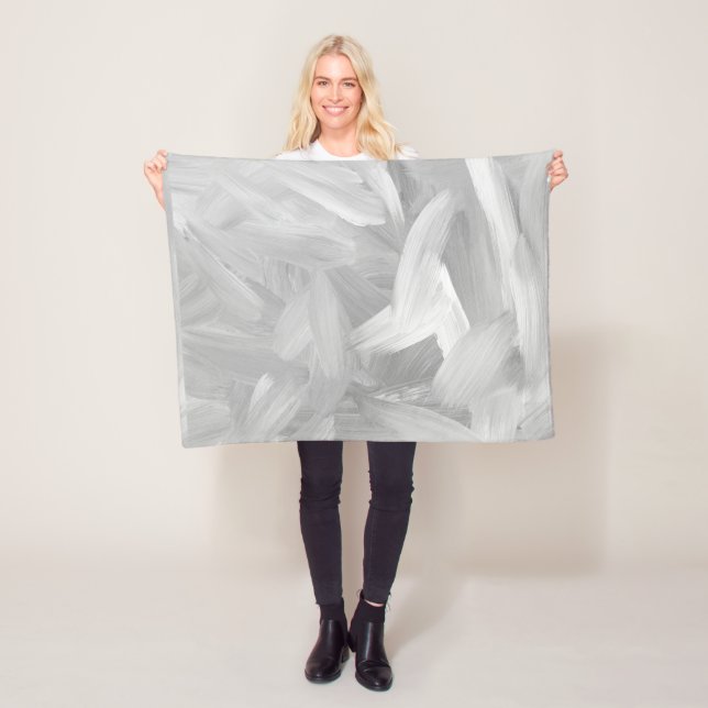 Cobertor De Velo Design abstrato Cinza branca Brushstrokes (In Situ)