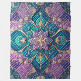 Cobertor De Velo Design Abstrato de Azul Turquesa Roxo Quilado