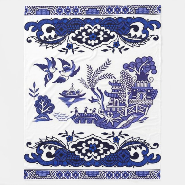 Cobertor De Velo Design azul clássico do salgueiro (Frente)