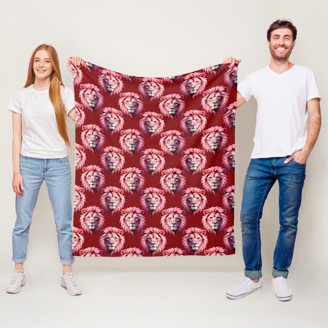 Cobertor De Velo Design com Cabeça de Leão Rosa Borgonha (Criador carregado)