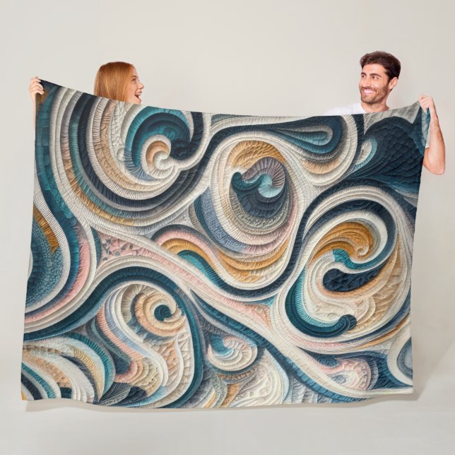 Cobertor De Velo Design de abstrato Dourado azul colado (In Situ)
