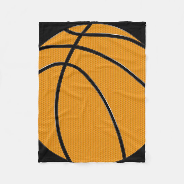 Cobertor De Velo Design de basquete laranja com fundo preto (Frente)