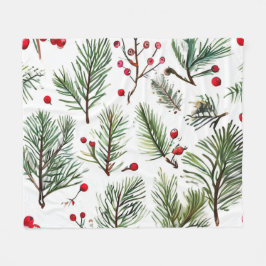 Cobertor De Velo Design de Botânica Red Berries e Pine Feriados