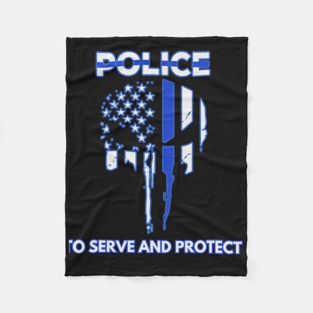 Cobertor De Velo Design de Caveira da Polícia com Linha Azul (Frente)