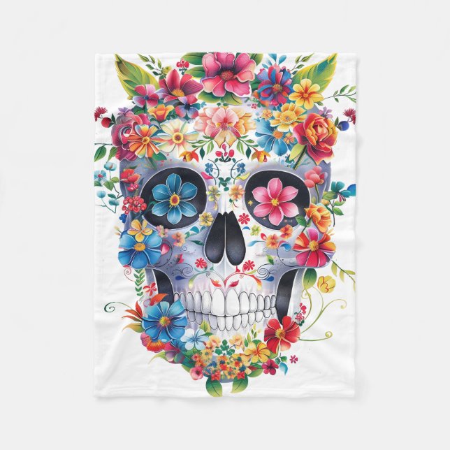 Cobertor De Velo Design de Caveira Floral (Frente)