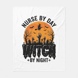 Cobertor De Velo Design de enfermeira bruxa vintage de Halloween_1
