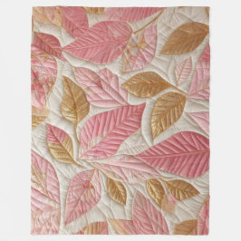 Cobertor De Velo Design de Folhas Douradas e Rosa Inclinadas