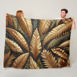 Cobertor De Velo Design de Folhas Tropicais Douradas Inclinação