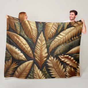 Cobertor De Velo Design de Folhas Tropicais Douradas Inclinação