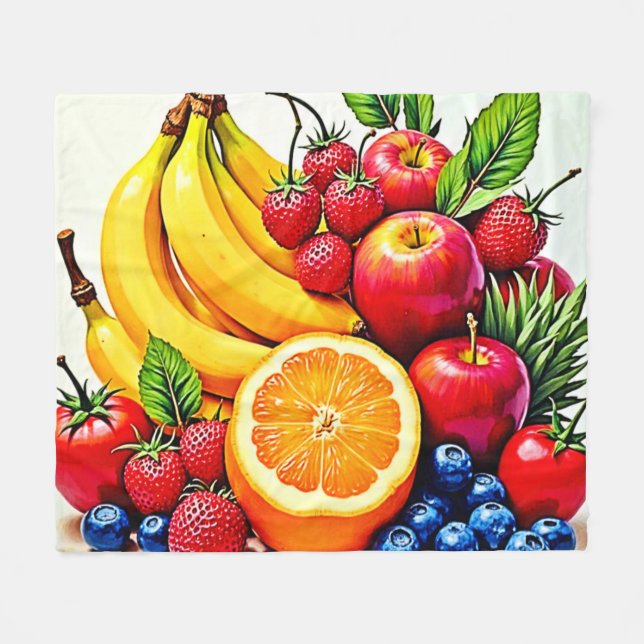 Cobertor De Velo Design de Fruta de Delícia de  Fresca Vibrante (Frente (Horizontal))