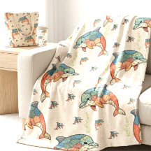 Design de Golfinho em Patchwork Matelassê Falso Vi