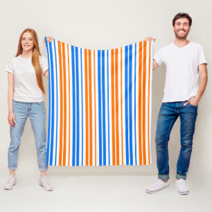 Cobertor De Velo Design de Listras Verticais Laranja Branco Azul