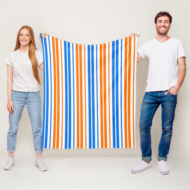 Cobertor De Velo Design de Listras Verticais Laranja Branco Azul   (In Situ)