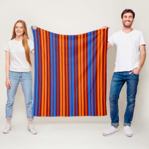 Cobertor De Velo Design de Listras Verticais Laranja Vermelho Azul 