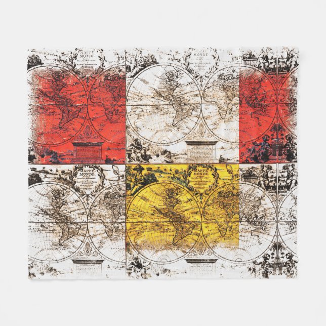 Cobertor De Velo  Design de Mapa do Velho Mundo    (Frente (Horizontal))
