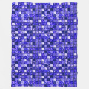 Cobertor De Velo Design de Mosaico Azul Abstrato Com Texturas Brilh
