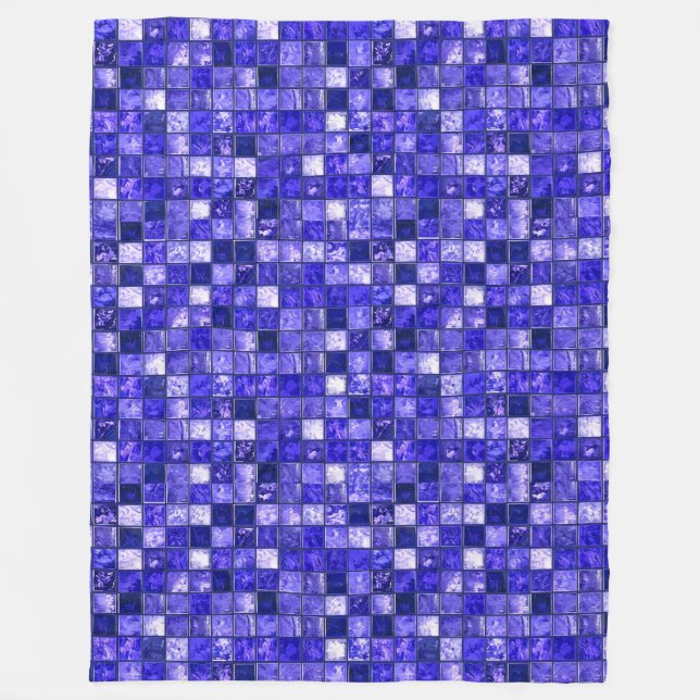 Cobertor De Velo Design de Mosaico Azul Abstrato com Texturas Brilh (Frente)
