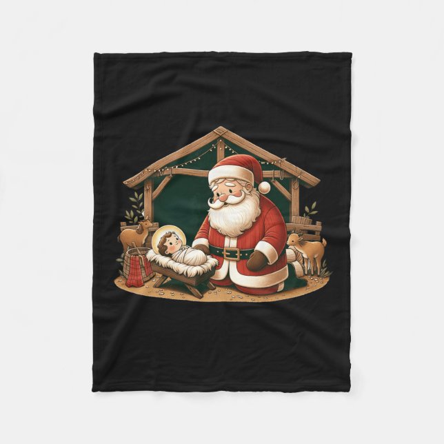 Cobertor De Velo Design de Natal Conhecendo Papai Noel com Ba (Frente)