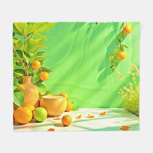 Cobertor De Velo Design de Natureza-Morta Vibrante Laranja Verde