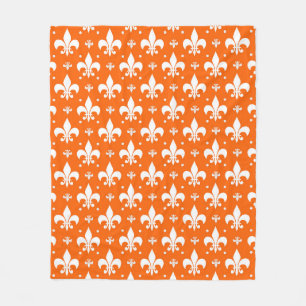 Cobertor De Velo Design de Padrão de Fleur-de-lis de Fundo Laranja