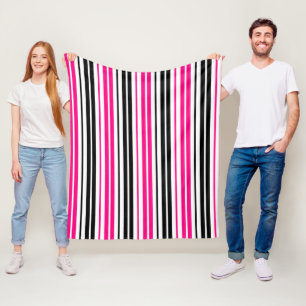 Cobertor De Velo Design de padrão de listras pretas rosa e branco 