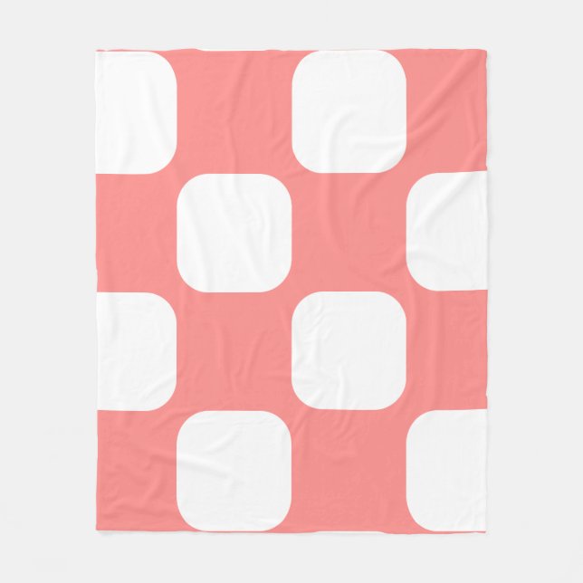 Cobertor De Velo Design de padrão de squircle rosa pastel e branco (Frente)
