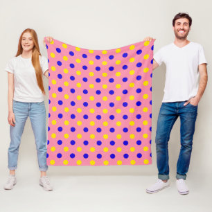 Cobertor De Velo Design de Pontos Polka Azul Rosa Amarelo 