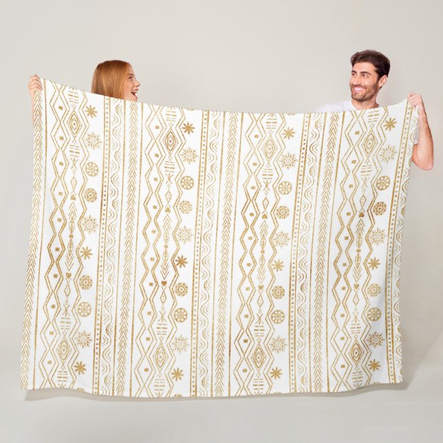 Cobertor De Velo Design de rabiscar Tribal Dourado e Branco (In Situ)